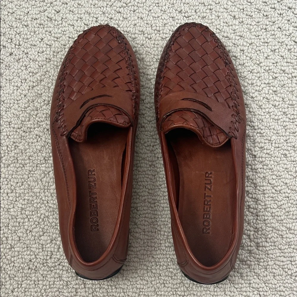 Robert Zur Woven Leather Loafers in Rich Brown